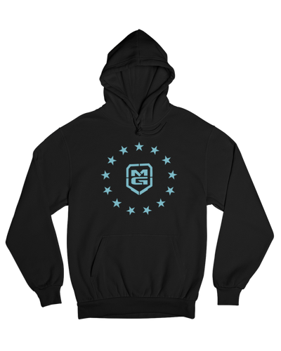 PATRIOT HOODIE BLACK/LIGHT BLUE - [madgearbrand]