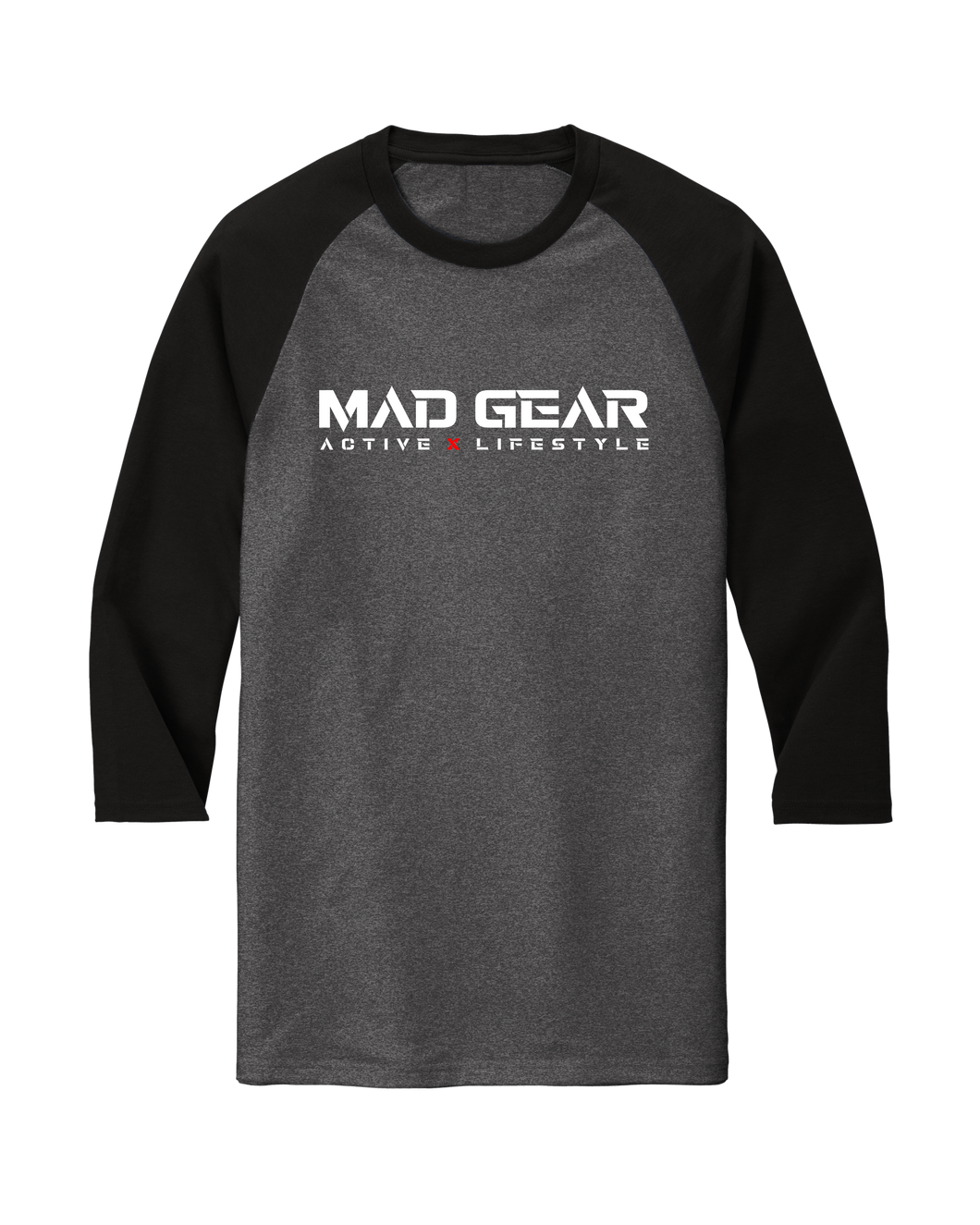 MAD GEAR 3/4 RAGLAN BLACK/CHARCOAL FROST - [madgearbrand]