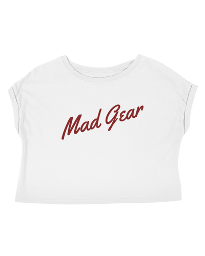 LIFESTYLE CROP TEE WHITE/MAROON - [madgearbrand]