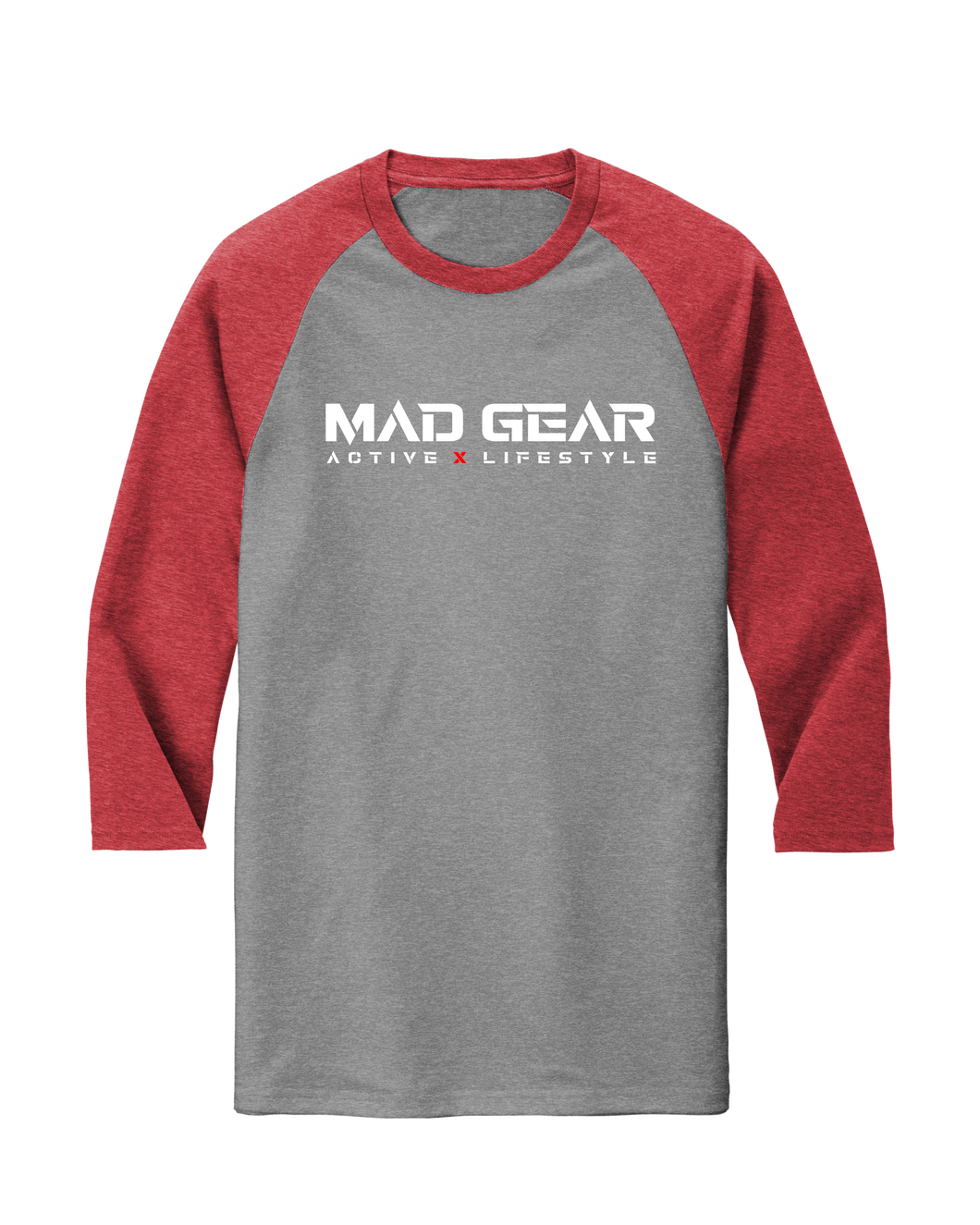 MAD GEAR 3/4 RAGLAN RED/GREY FROST - [madgearbrand]